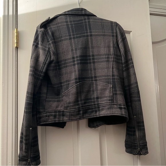 American Eagle Outfitters Grey Plaid Moto Style Zip up Jacket Small - Picture 8 of 10